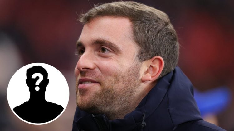 Split image - Mystery player inset (bottom left) Close up of Fabrizio Romano's face while smiling (main image)