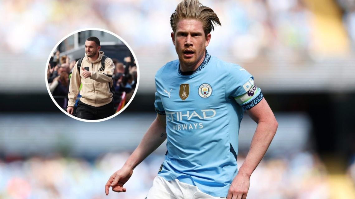 Kevin De Bruyne with inset of John McGinn