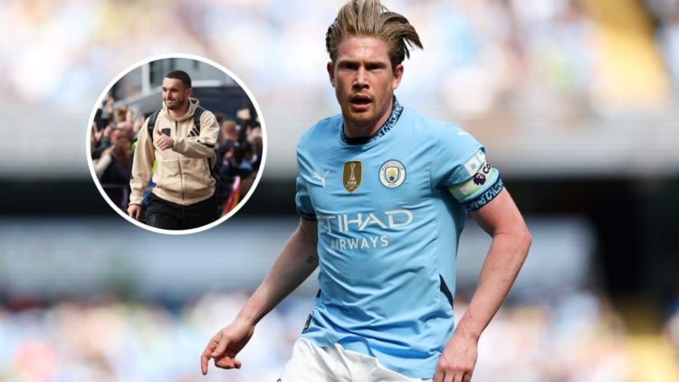 Kevin De Bruyne with inset of John McGinn
