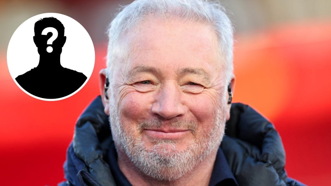 Close up of TNT Sports pundit Ally McCoist with a smile on his face, mystery player inset in the top left corner.
