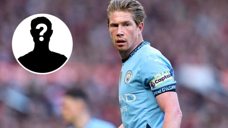 Kevin De Bruyne of Manchester City with inset of mystery player