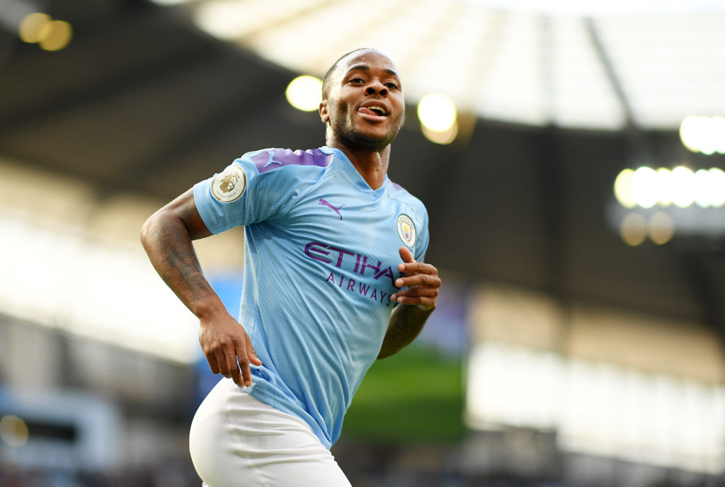 Raheem Sterling in action for Manchester City v Tottenham Hotspur