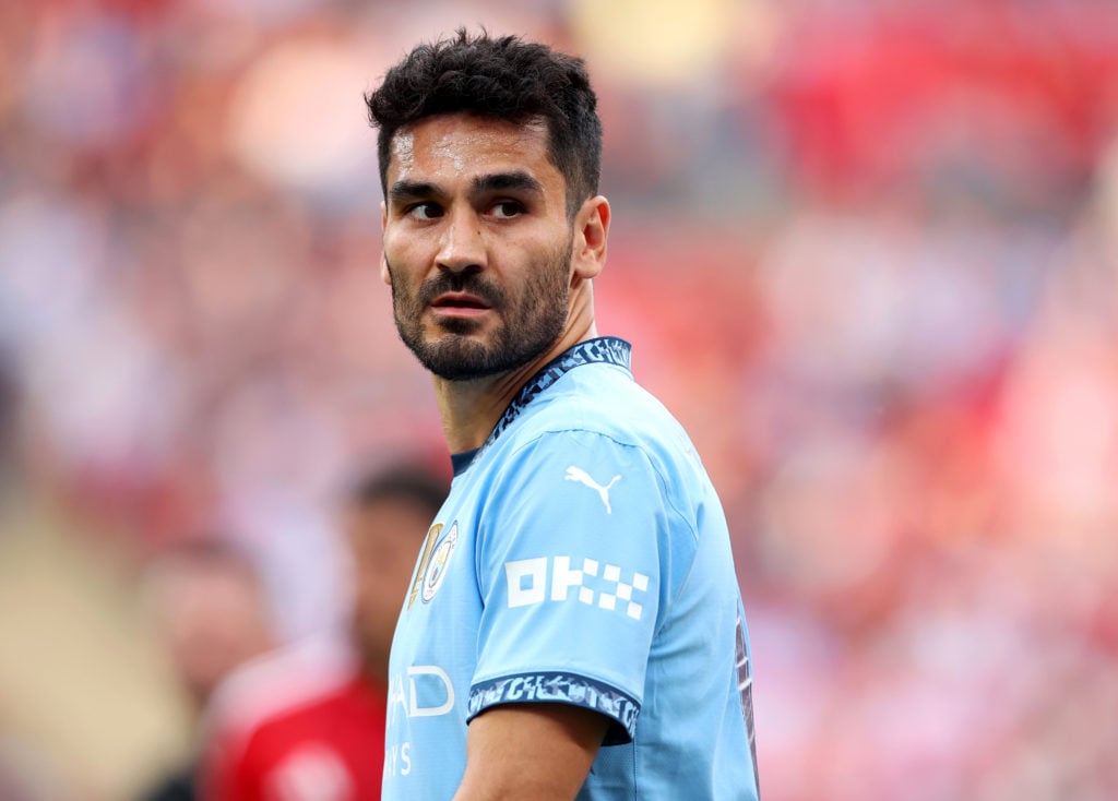 Ilkay Gundogan in action during Nottingham Forest v Manchester City.