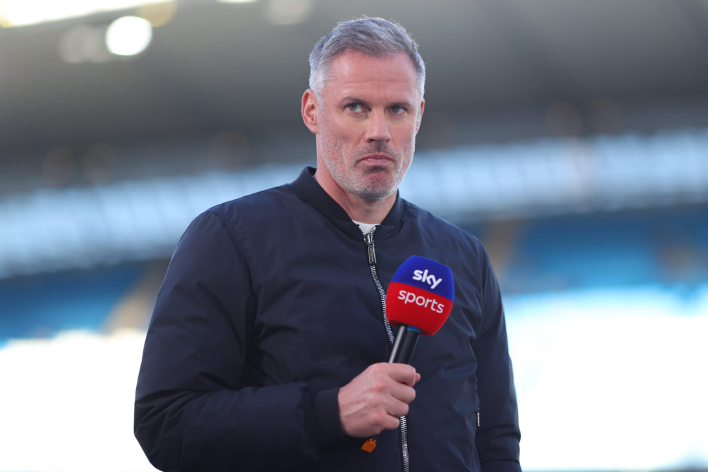 Jamie Carragher looking on before Manchester City v Wolverhampton Wanderers.