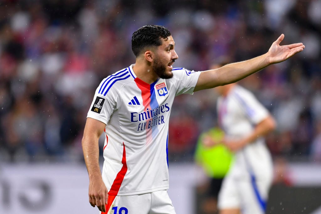 Rayan Cherki in action for Olympique Lyonnais v Racing Club de Lens