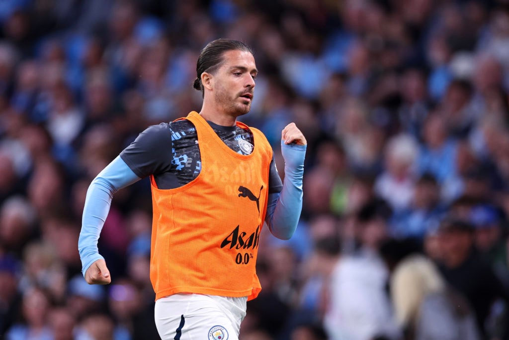 Jack Grealish warms up during Manchester City v AFC Bournemouth.