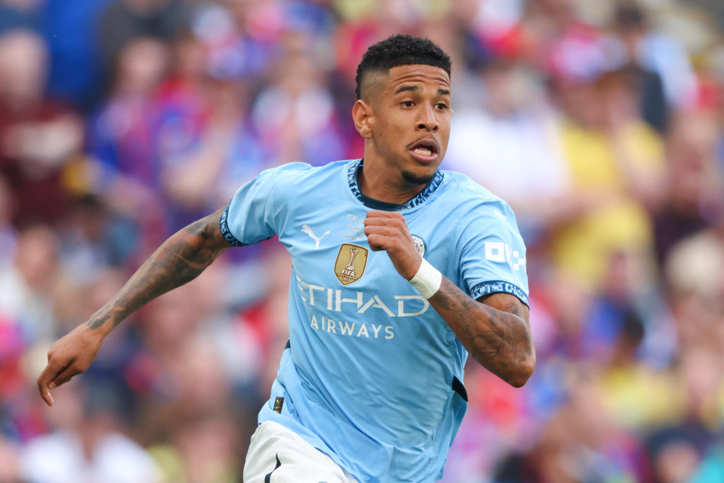 Savinho in action during Crystal Palace v Manchester City.