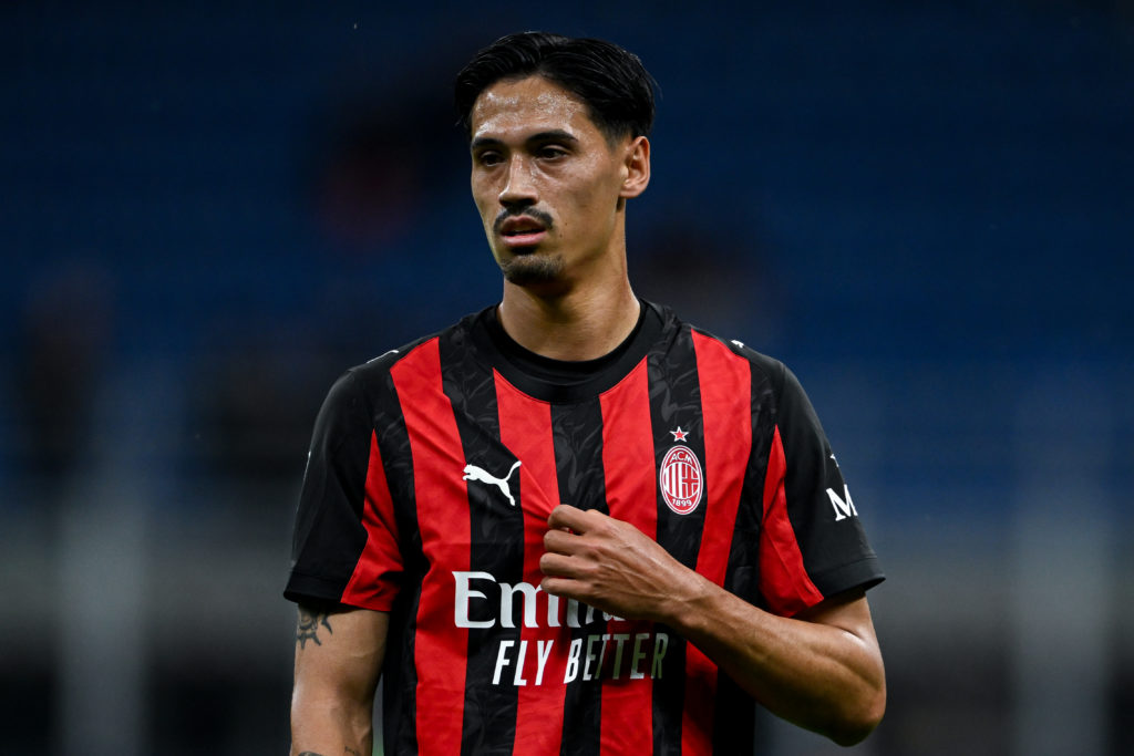Tijjani Reijnders in action during AC Milan v Monza.