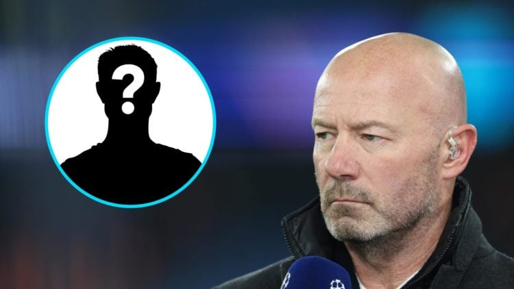 Alan Shearer on punditry duty (right), mystery player (left)