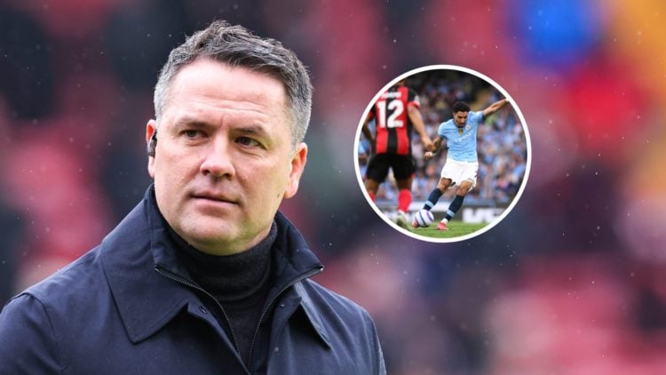 Michael Owen with inset of Manchester City star Omar Marmoush