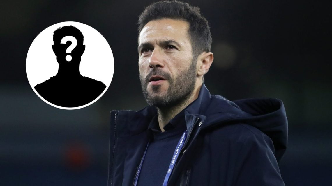 Close up of Man City director of football Hugo Viana (main image) mystery player inset (top left corner)
