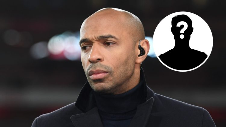 Thierry Henry working as a pundit (main image) mystery player inset (top right corner)