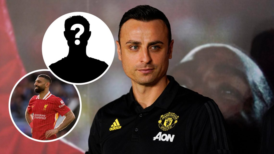 Dimitar Berbatov with inset of Mohamed Salah and mystery silhouette