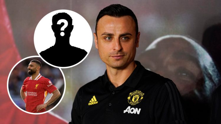 Dimitar Berbatov with inset of Mohamed Salah and mystery silhouette