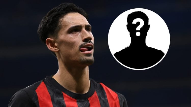 Close up of Tijjani Reijnders with his tongue sticking out (main image) mystery player inset (top right corner)