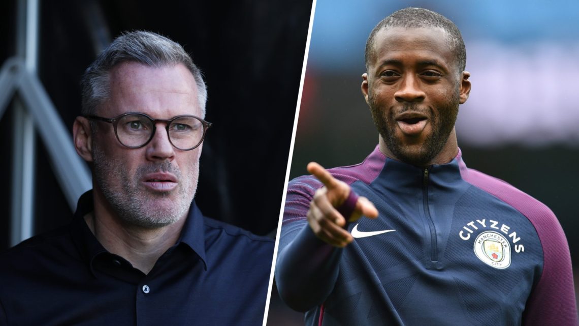 A split image of Jamie Carragher and Yaya Toure