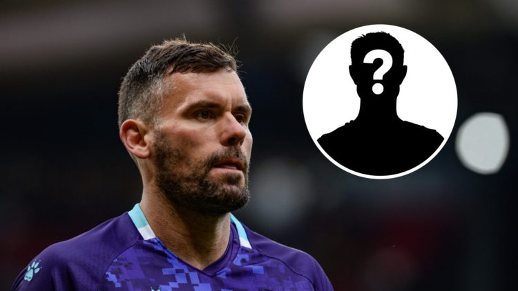 Ben Foster with a focused look on is face while playing for Watford (main image) mystery player inset (top right corner)