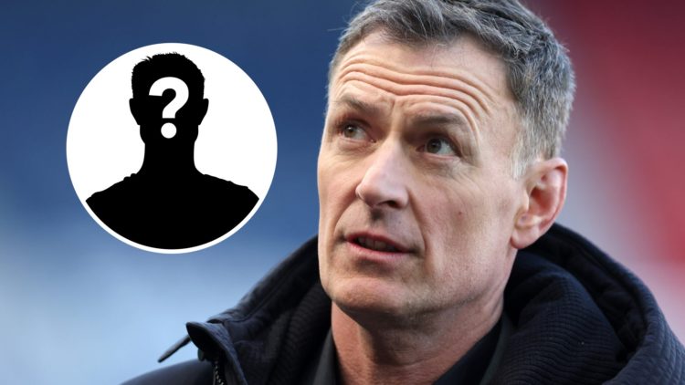 Close up of Chris Sutton's face (main image) mystery player inset (top left corner)