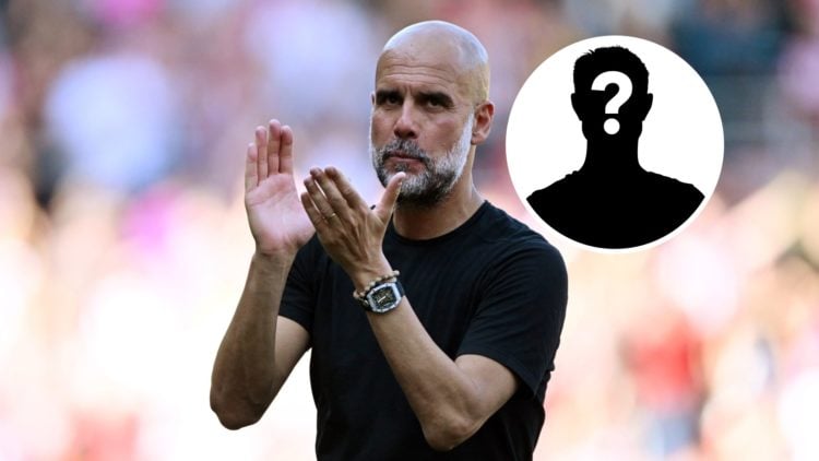 Pep Guardiola with mystery inset