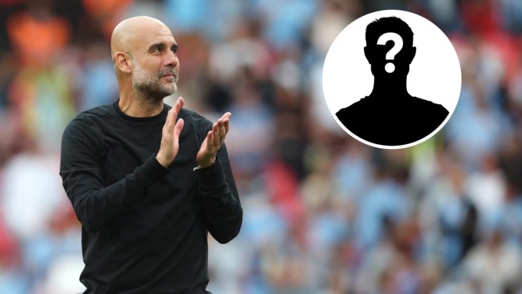 Pep Guardiola with mystery inset