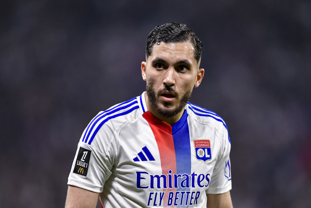 Rayan Cherki in action for Olympique Lyonnais v Lille