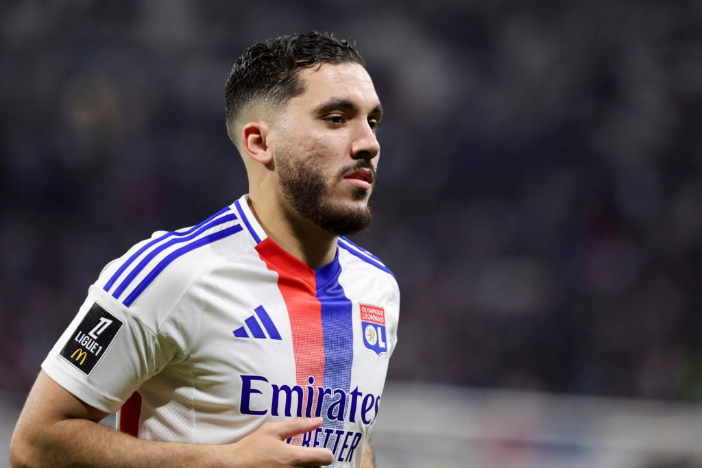 Rayan Cherki in action for Lyon v Stade Rennais.