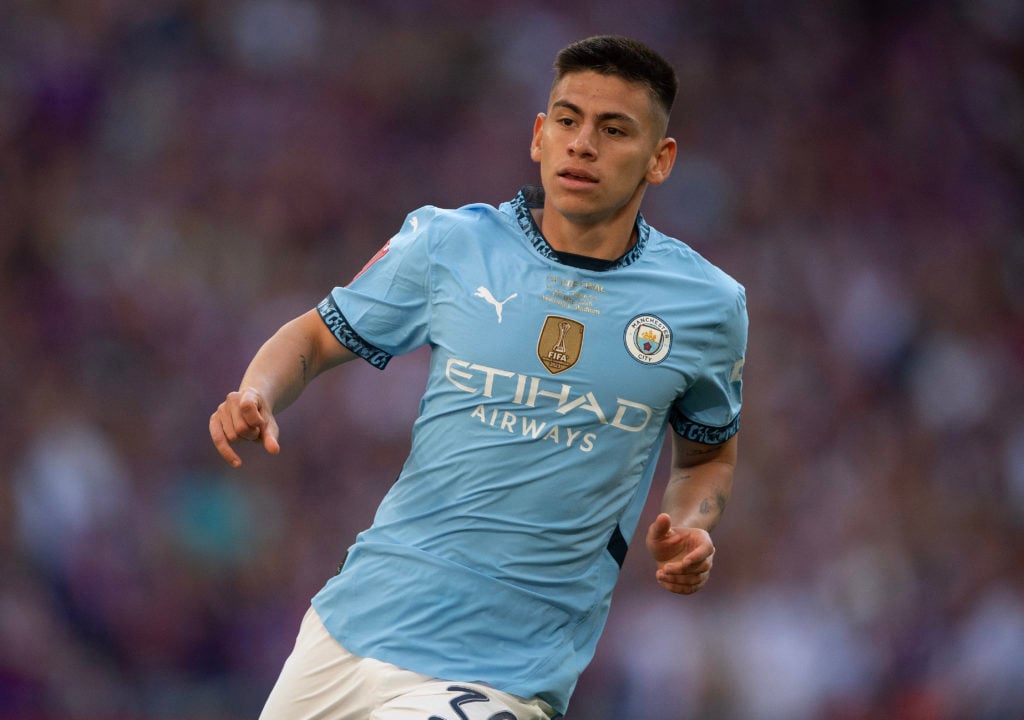 Claudio Echeverri in action during Crystal Palace v Manchester City.