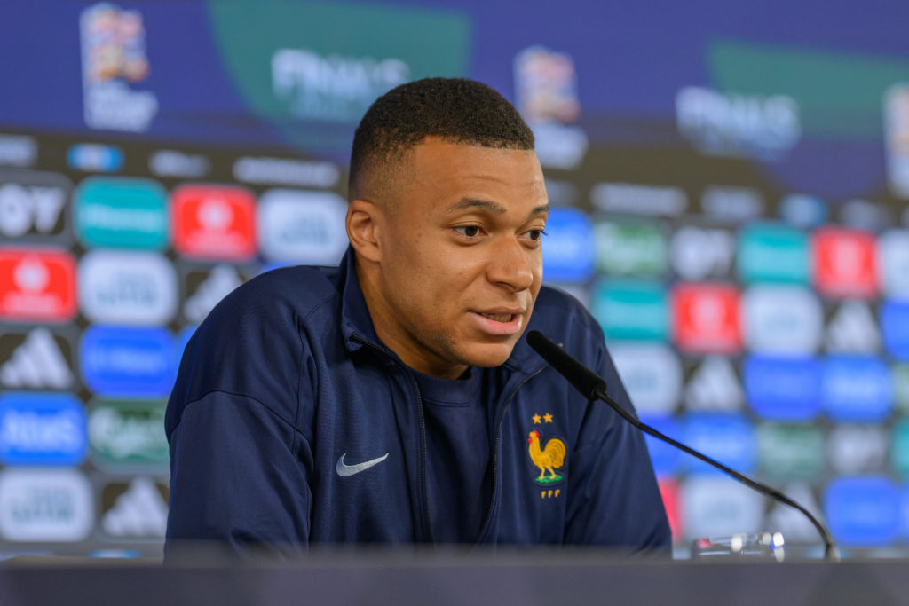 Kylian Mbappe speaking during a Press Conference.