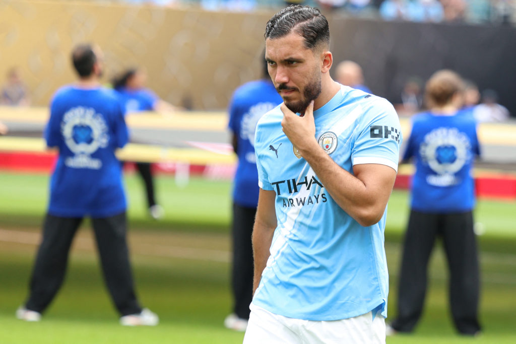 Rayan Cherki looking on ahead of Manchester City vs Wydad AC