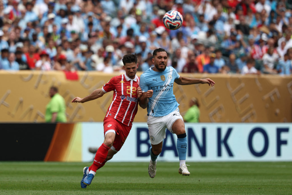 Manchester City new signing Rayan Cherki in action against Wydad Casablanca
