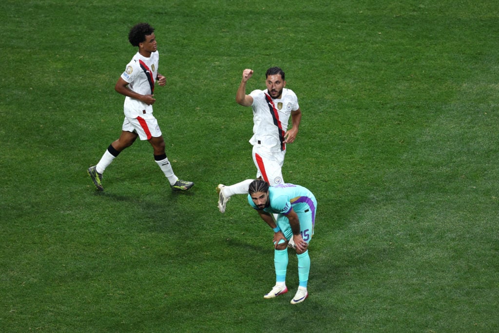 Rayan Cherki celebrates his goal for Manchester City vs Al Ain.