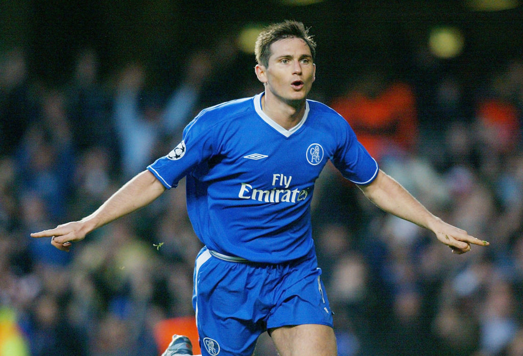 Frank Lampard celebrates a goal in Chelsea v AS Monaco.