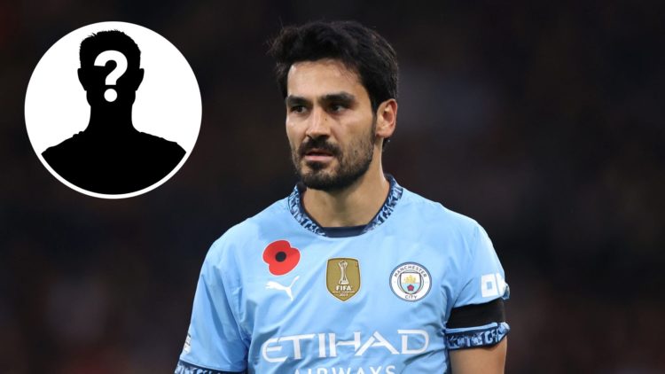 Manchester City's Ilkay Gundogan looking on during Premier League match against AFC Bournemouth (main image) with inset of mystery player (top left...