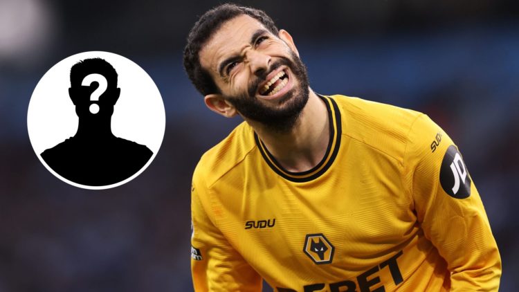 Rayan Ait-Nouri reacts during the Premier League match between Manchester City FC and Wolverhampton Wanderers FC with inset of mystery player