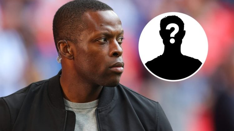 Close up of Nedum Onuoha doing punditry work (main image) mystery player inset (top right corner)