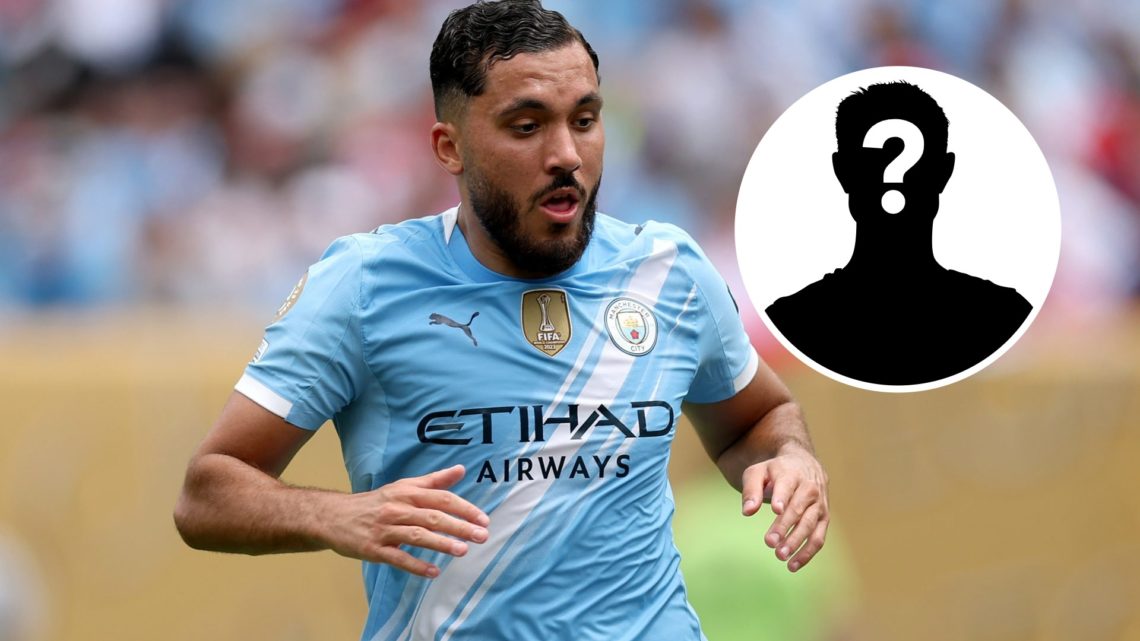 Rayan Cherki in action for Man City (main image) mystery player inset (top right corner)