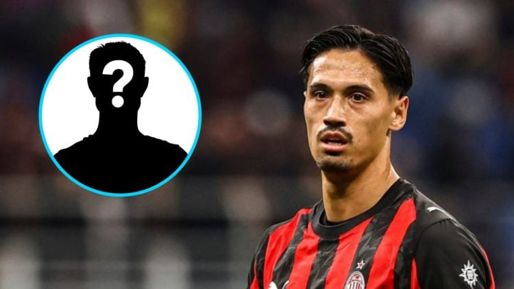 Tijjani Reijnders playing for AC Milan (right), mystery player (inset)