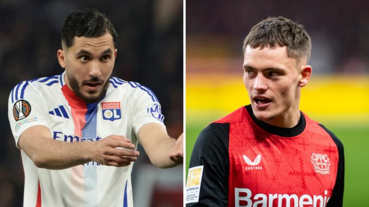 Split image of Rayan Cherki and Florian Wirtz