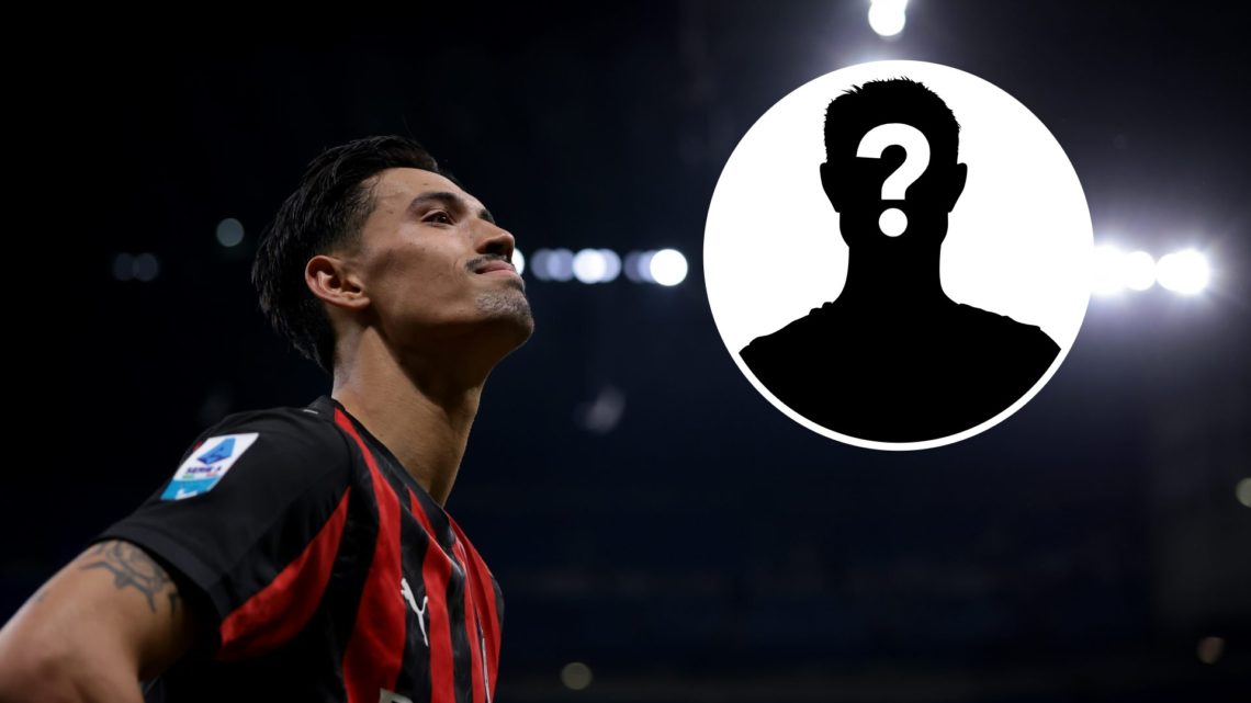 Close up of Tijjani Reijnders in action for AC Milan (main image) mystery player inset (top right corner)