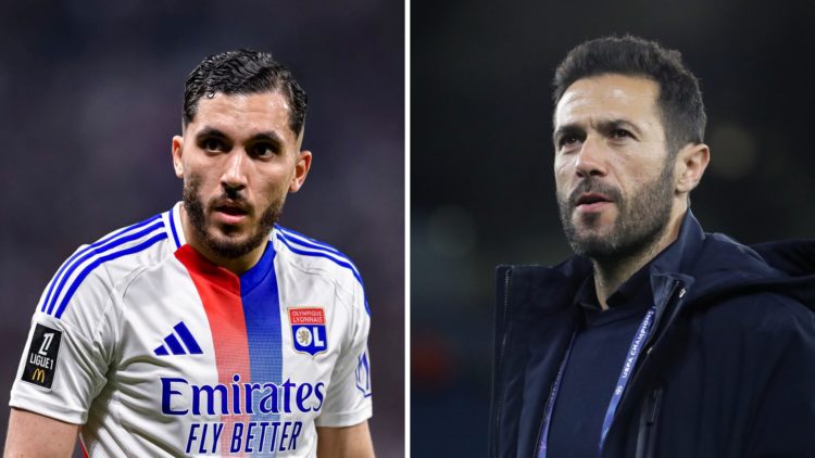 Split image of new Manchester City signing Rayan Cherki and Manchester City director Hugo Viana