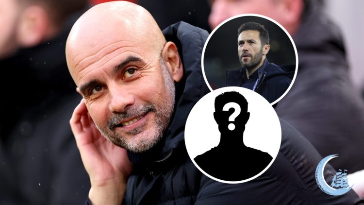Manchester City manager Pep Guardiola with inset of Hugo Viana