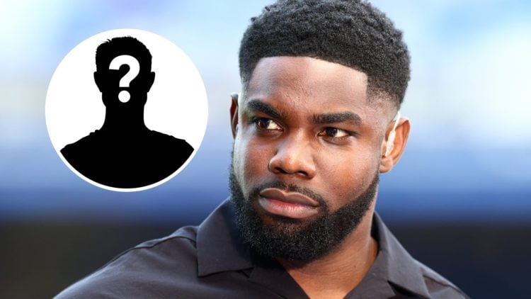 Micah Richards looks focused during punditry work (main image) mystery player inset (top left corner)