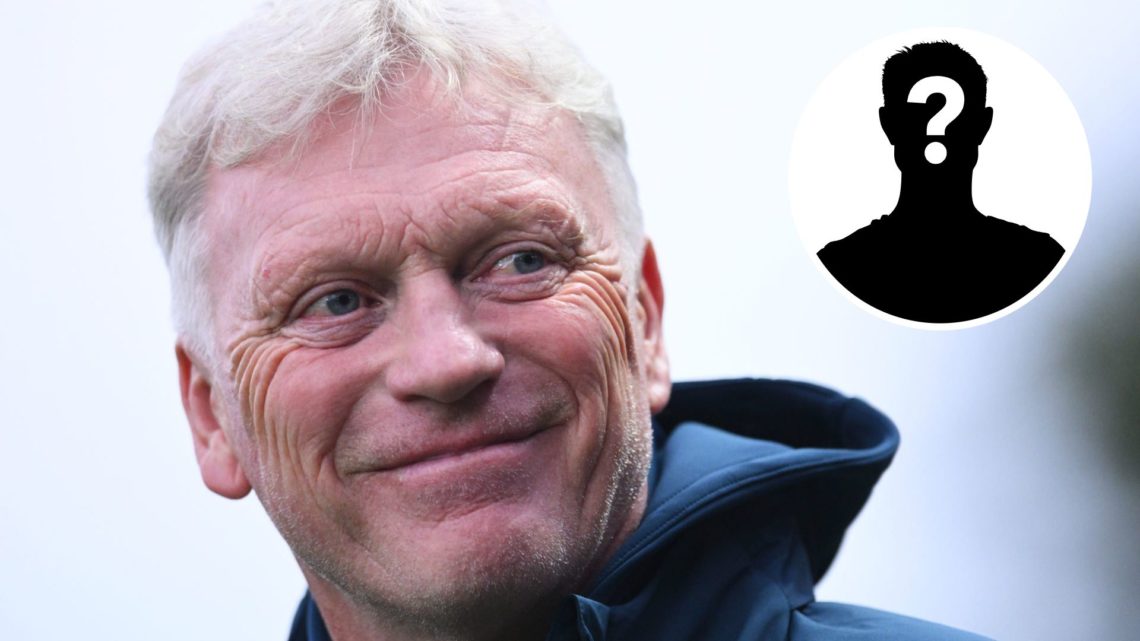 Everton manager David Moyes smiling (main image) with inset of mystery player (top right player)