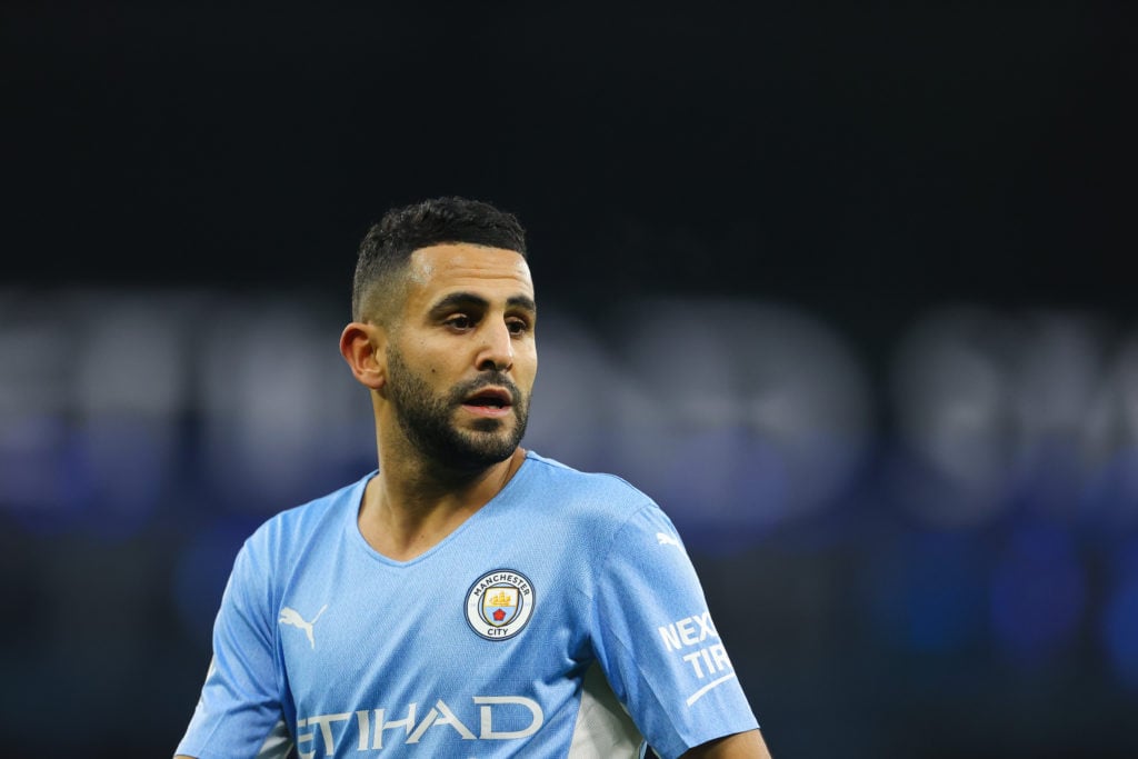 Riyad Mahrez in action for Manchester City.