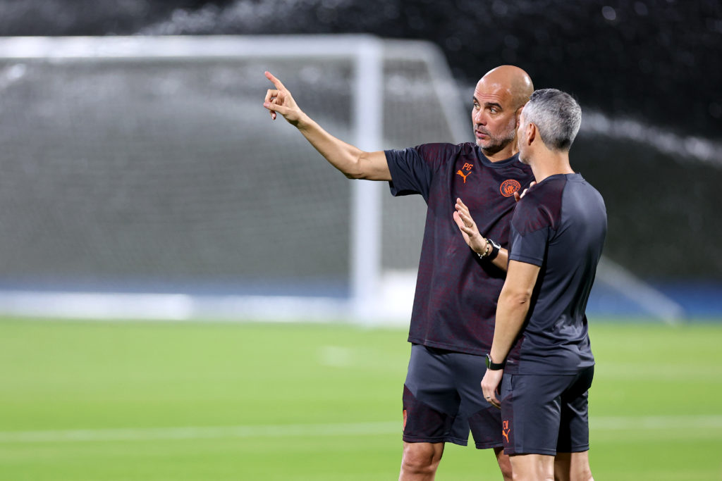 Pep Guardiola and Carlos Vicens at the FIFA Club World Cup in Saudi Arabia back in 2023.