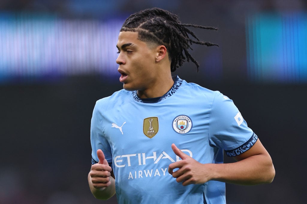 Jahmai Simpson-Pusey in action during Manchester City v Everton.