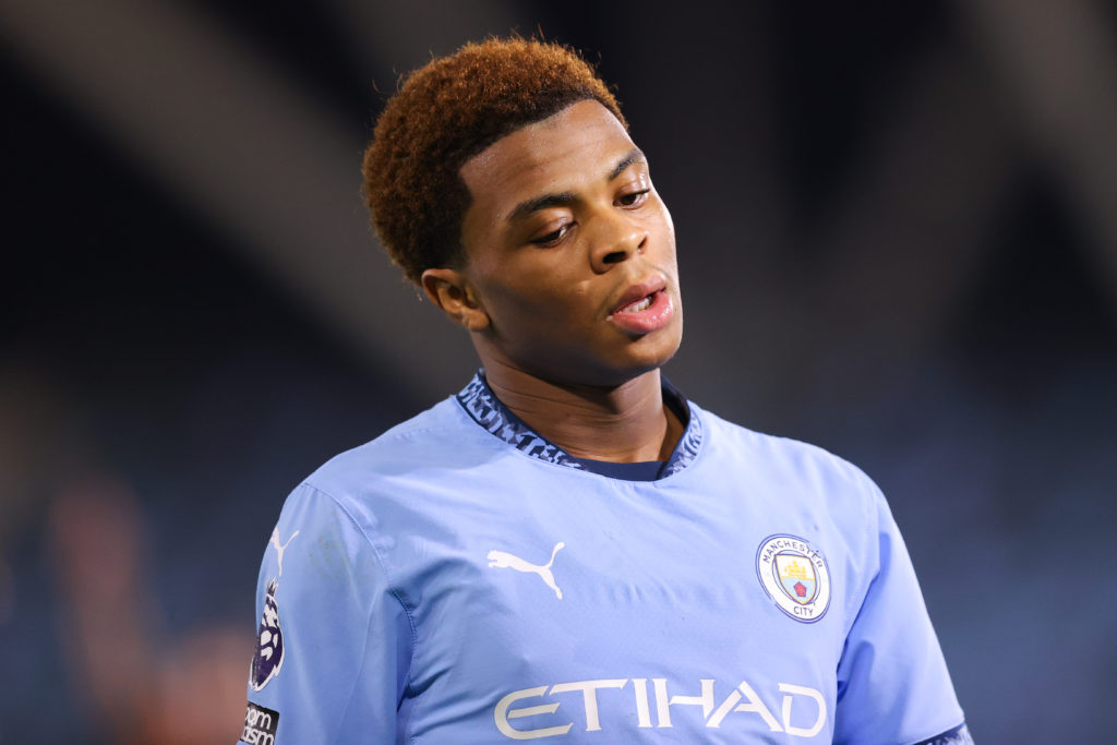 Farid Alfa-Ruprecht in action during Manchester City U21 v Stoke City U21.