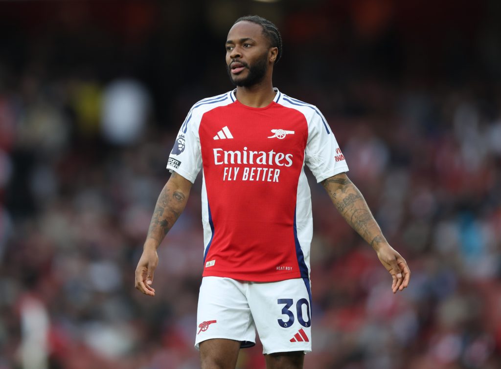 Raheem Sterling competes for Arsenal against Biournemouth.