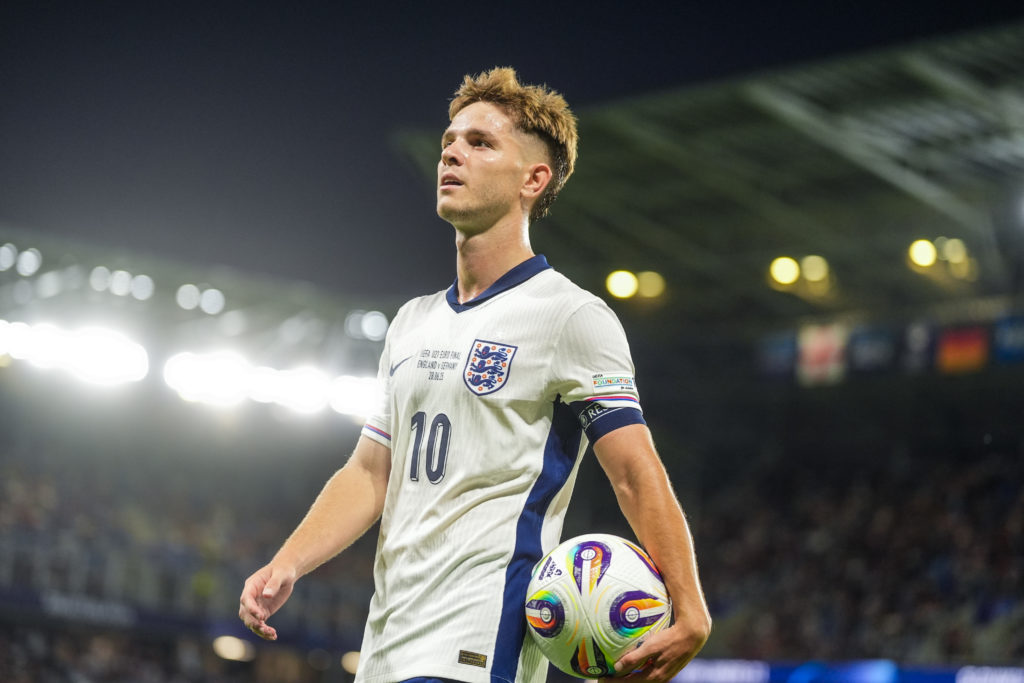 James McAtee playing for England U21s.