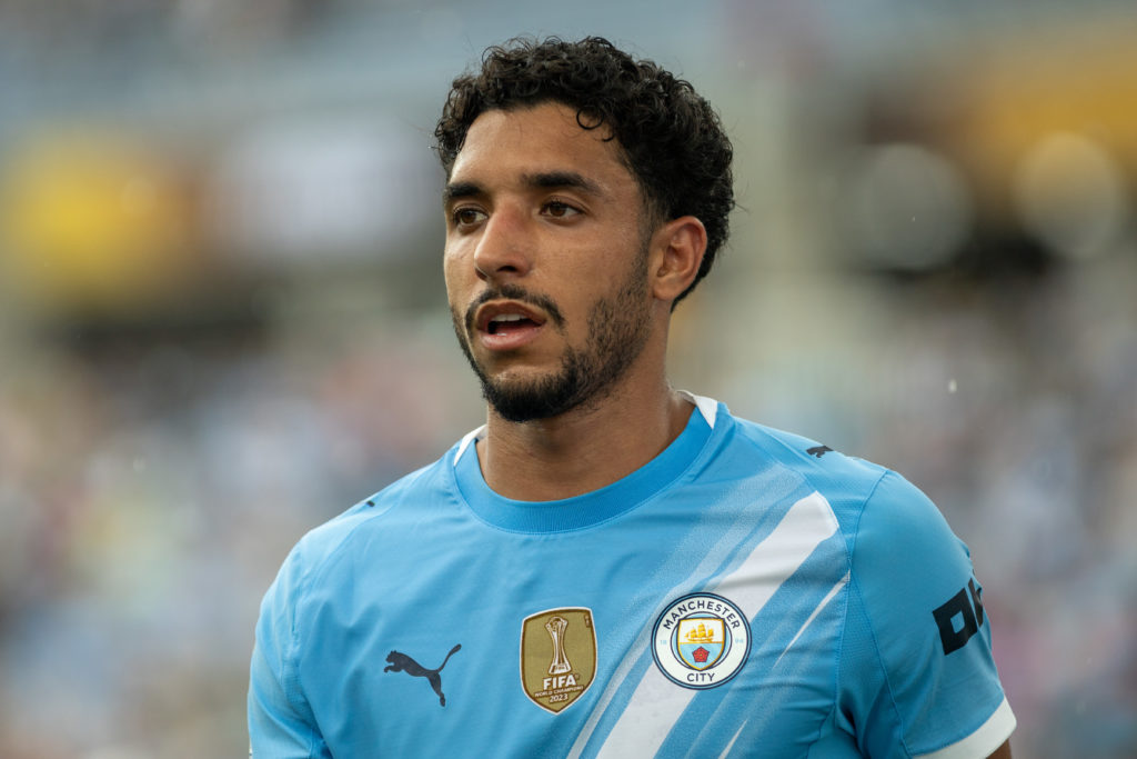 Omar Marmoush in action during Juventus v Manchester City.